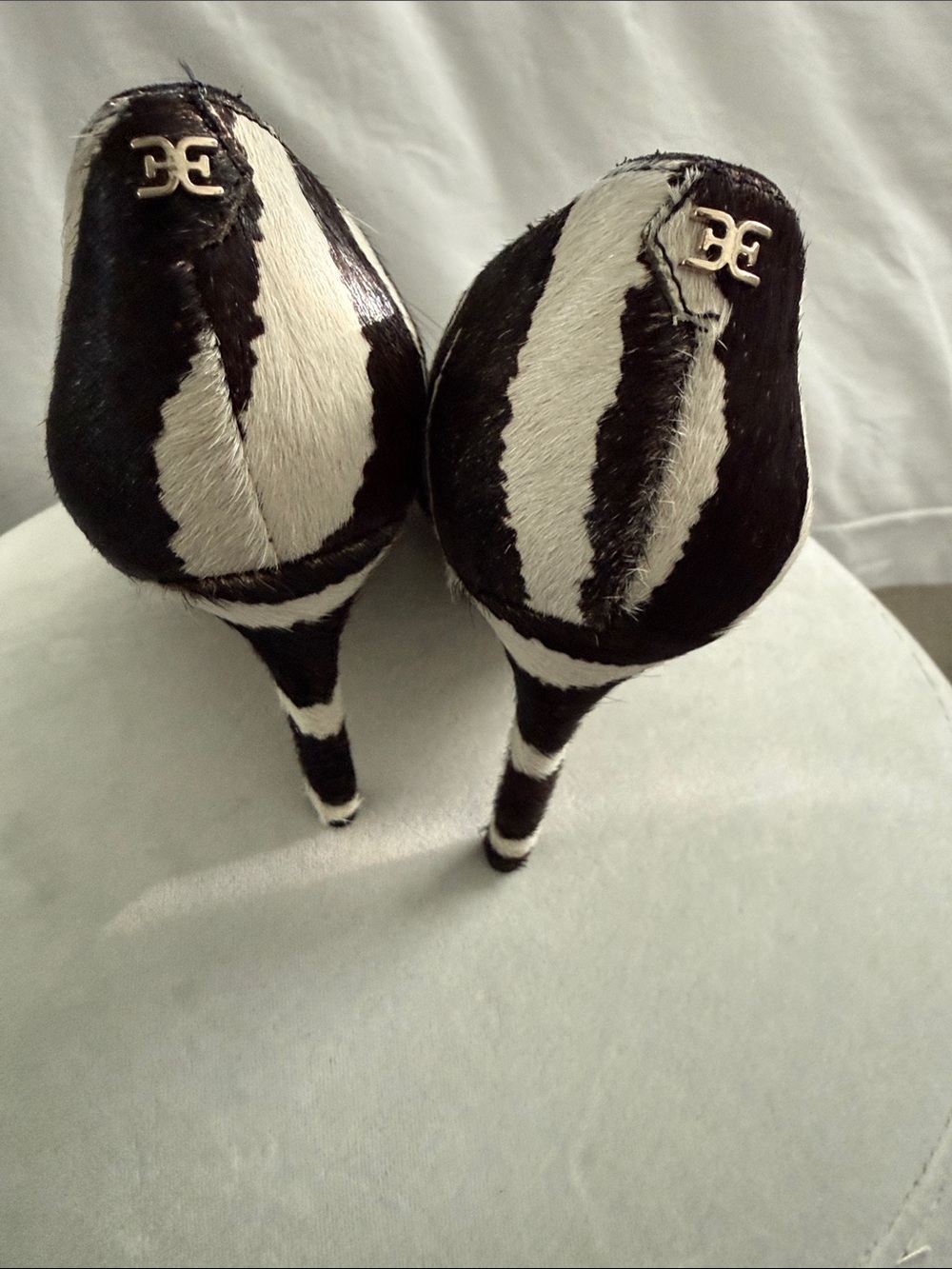 Sam Edelman Black & White Zebra Print Pointed Toe Heels - Picture 6 of 11